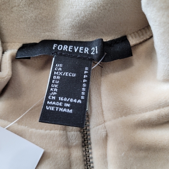 Forever 21 Tan Mockneck Full Zip Up Fleece Long Sleeve Crop Cardigan Size S NWT - Picture 5 of 6